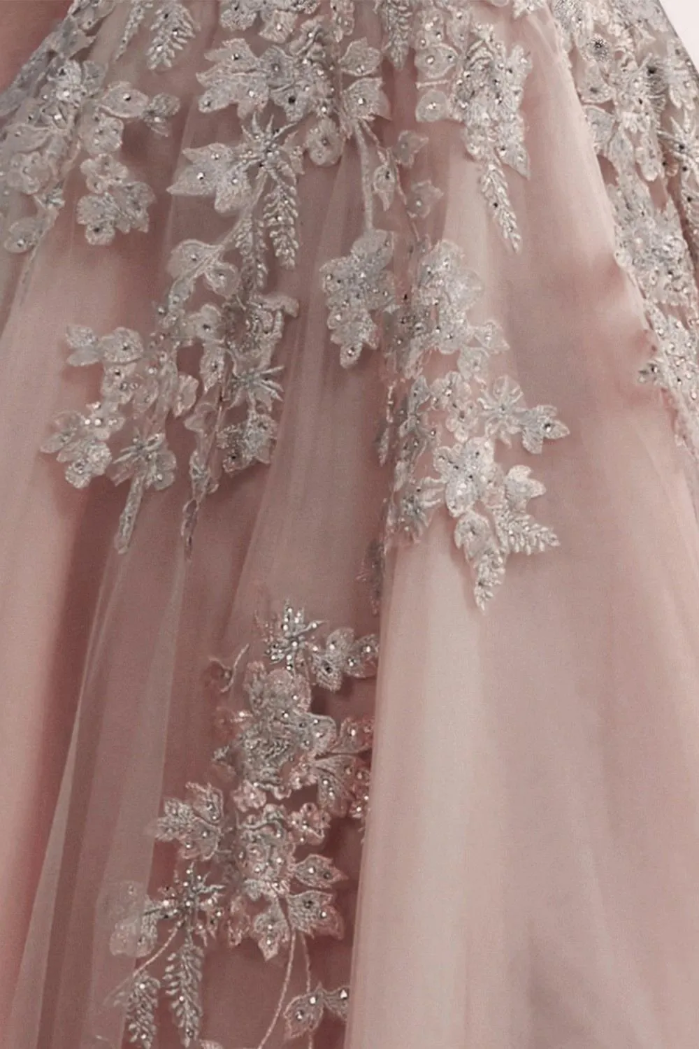 Cinderella Divine C20 Long Poofy A-Line Dress Embellished Lace Applique
