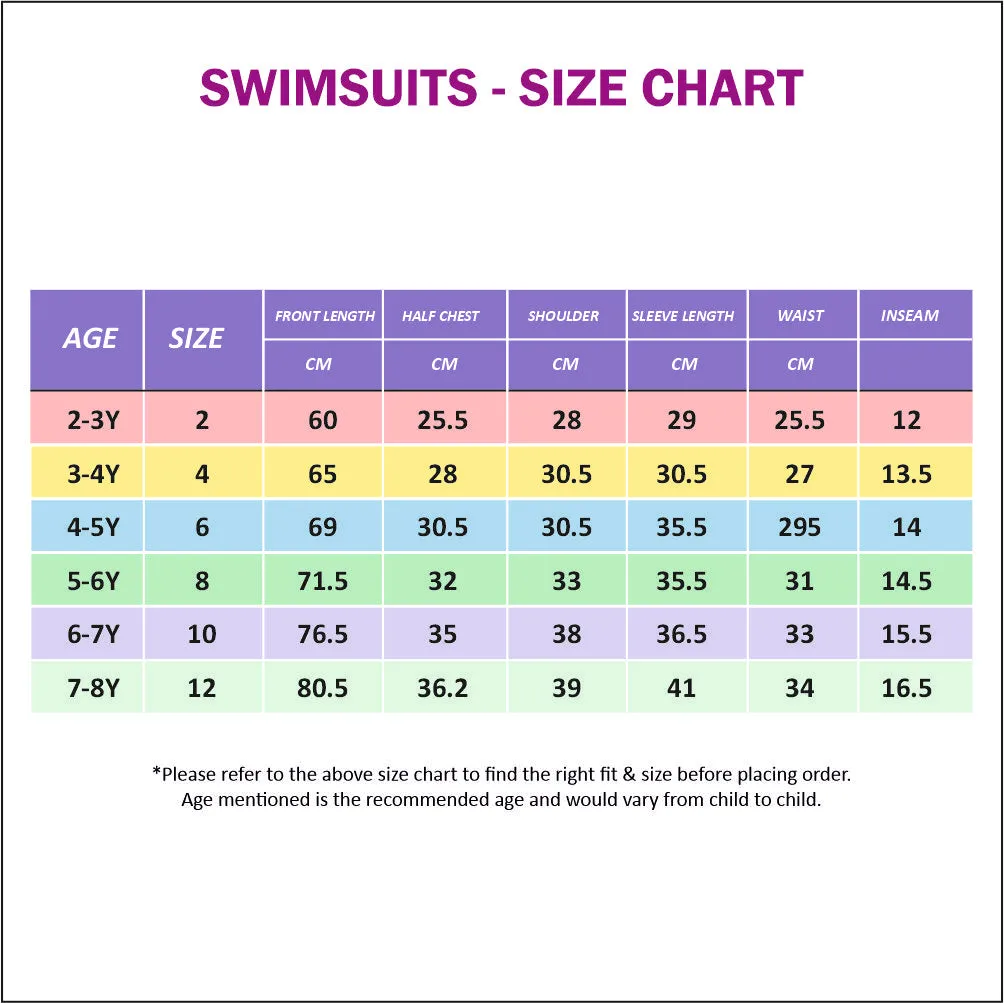 Cobalt Printed Sleeves Orange knee Length Scuba Swimsuit 2.5mm Neoprene Swimwear for water adventures for Kids,Teens and Adults