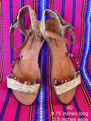 Colorful Jute Thick Strap Genuine Leather Sandal- Sandalias Multi Yute Colores de Cuero