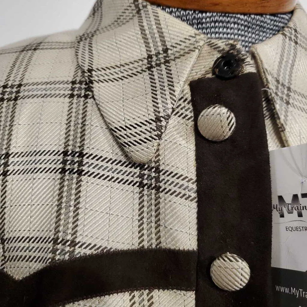 Cream and Brown Windowpane Western Top