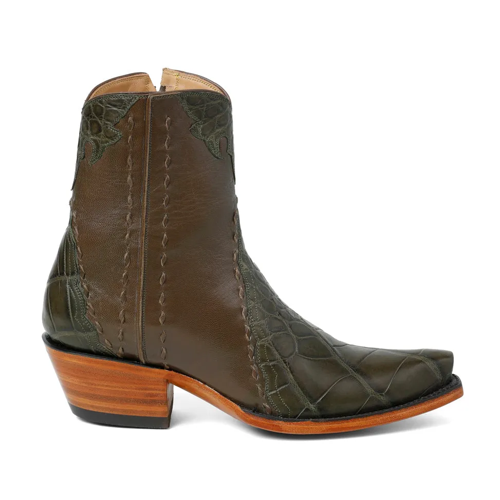 Crocodile Ankle Zipper- Loden