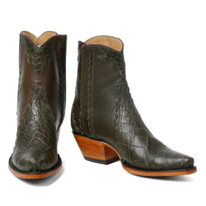 Crocodile Ankle Zipper- Loden
