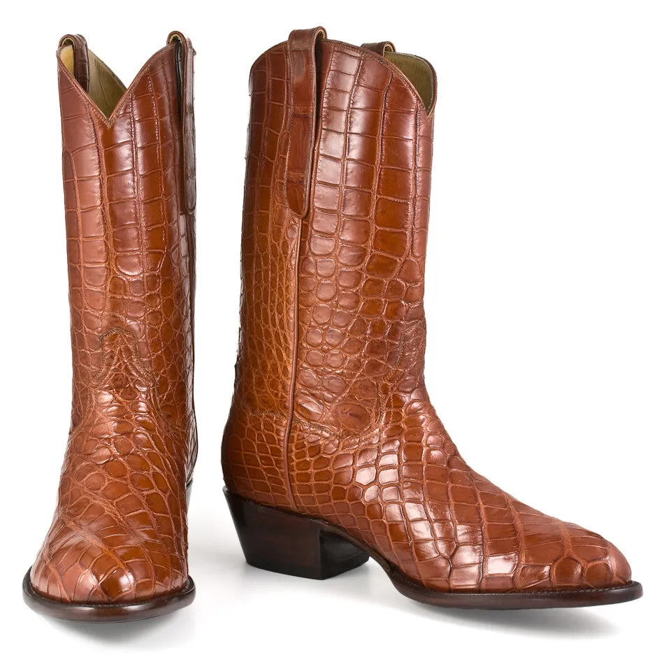 Crocodile Full 12" Round Toe - Cognac