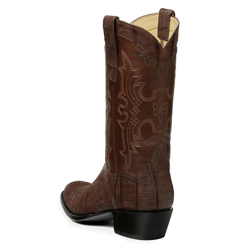 Crocodile Sueded 12" Round Toe - Brown