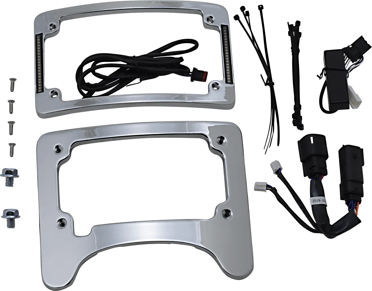 Custom Dynamics TS-ELIM-06BCM-C Turn Signal Eliminator with Tri-Radius Iluminated Plate Frame - Chrome