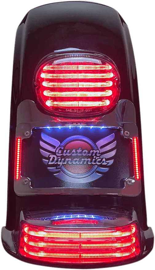 Custom Dynamics TS-ELIM-06BCM-C Turn Signal Eliminator with Tri-Radius Iluminated Plate Frame - Chrome