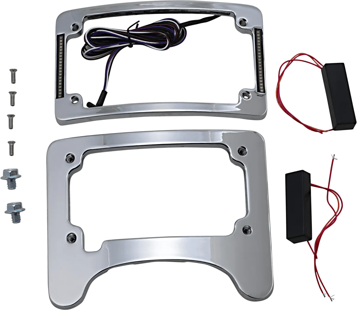 Custom Dynamics TS-ELIM-06BCM-C Turn Signal Eliminator with Tri-Radius Iluminated Plate Frame - Chrome