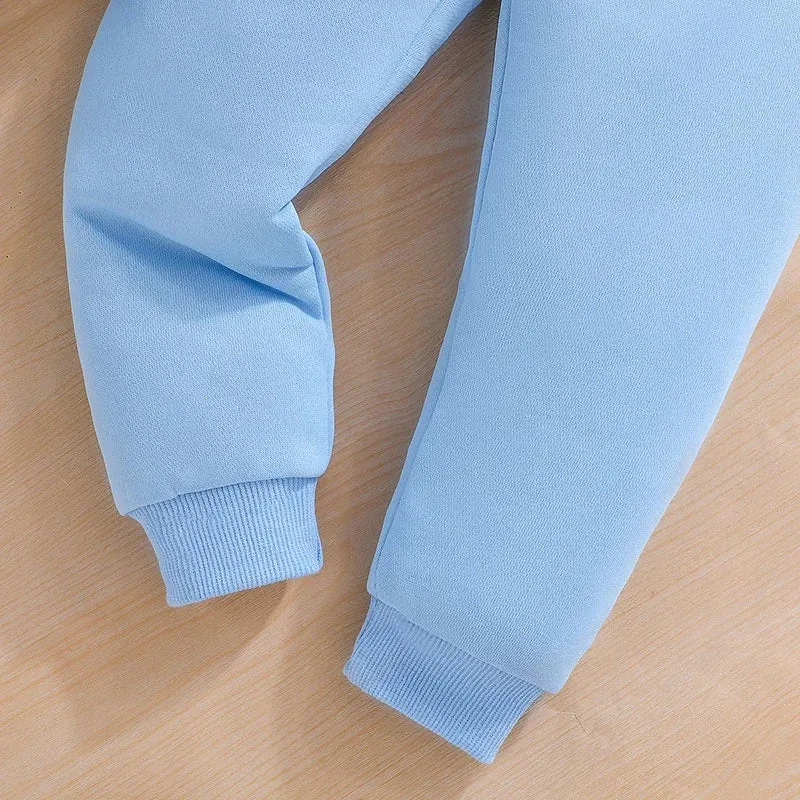 Cute King Letter Long Sleeve and Long Pants Blue Outfit for Baby Boys
