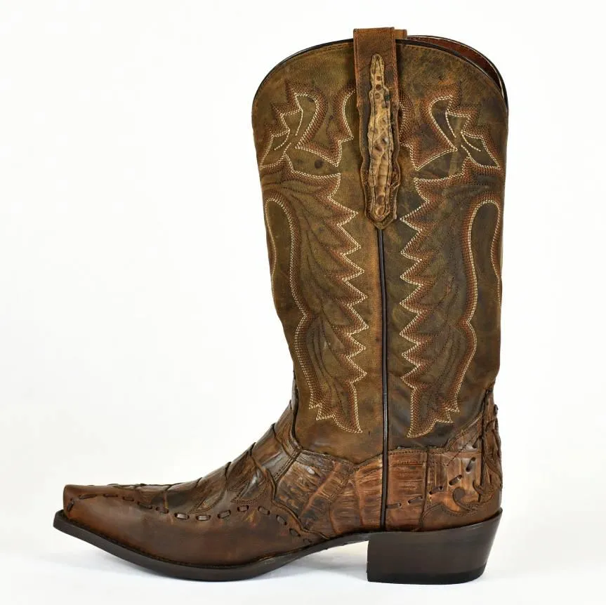 DAN POST MEN’S BROWN CAIMAN LEATHER COWBOY BOOT