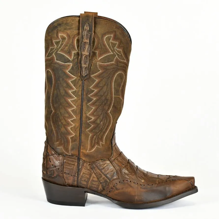 DAN POST MEN’S BROWN CAIMAN LEATHER COWBOY BOOT