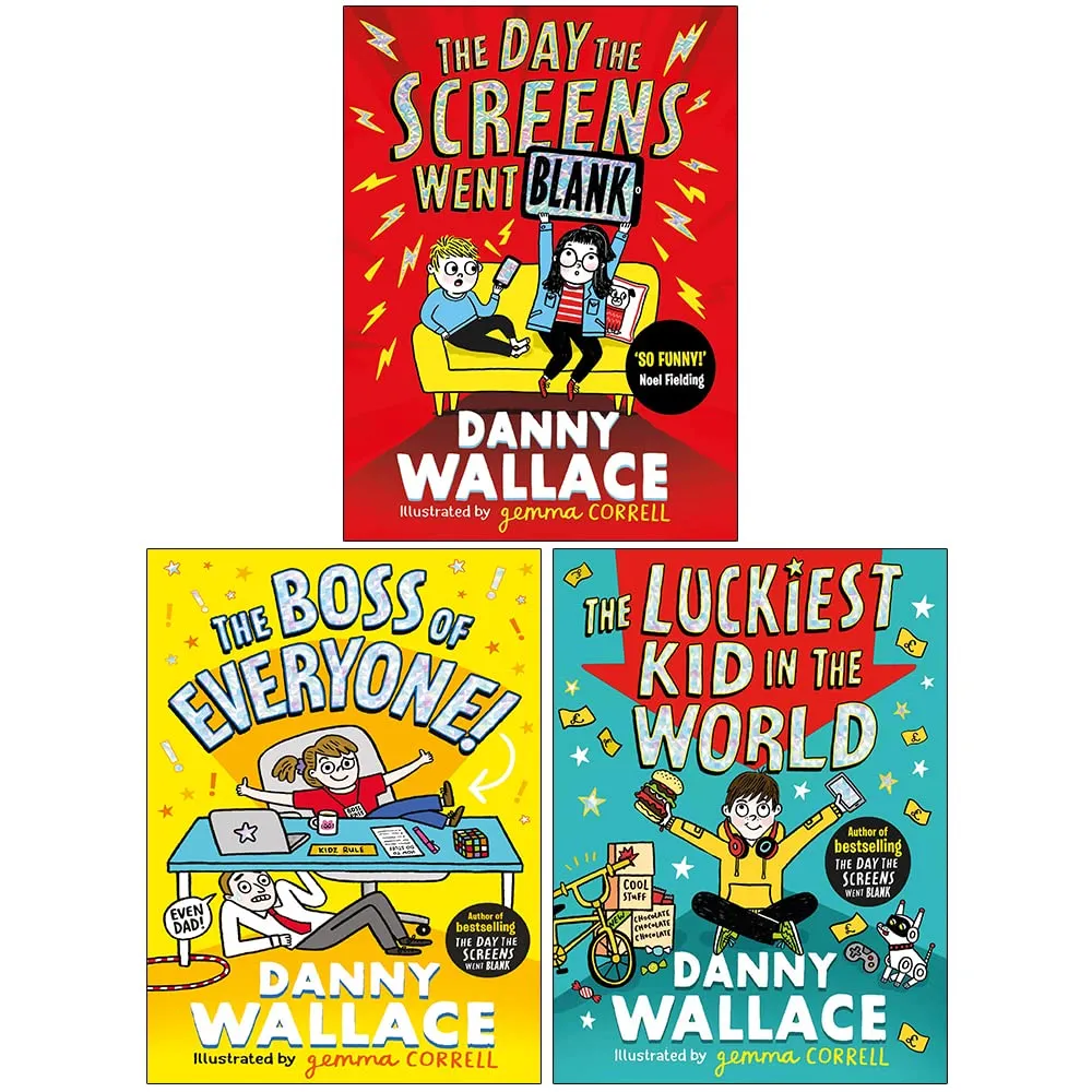 Danny Wallace Collection 3 Books Set Day Screens Went Blank, Boss of Everyone, The Luckiest Kid in the World