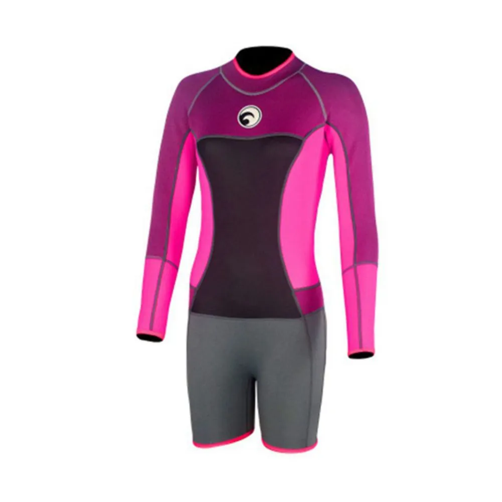 Dark Purple and Fuchsia Knee Length Scuba Swimsuit 1.5mm Neoprene Swimwear for water adventures for Teens and Adults