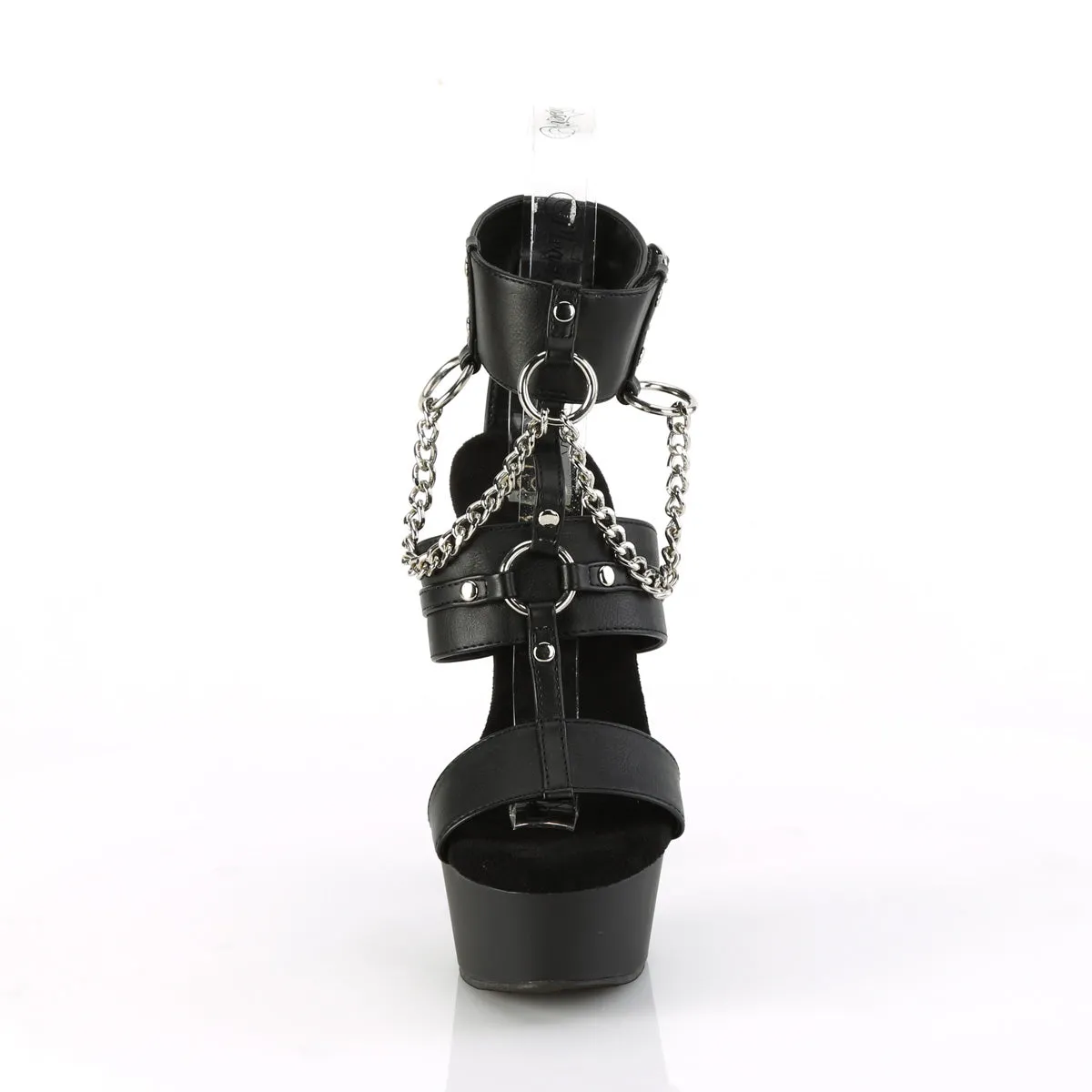 DELIGHT-661  Black Faux Leather/Black Matte