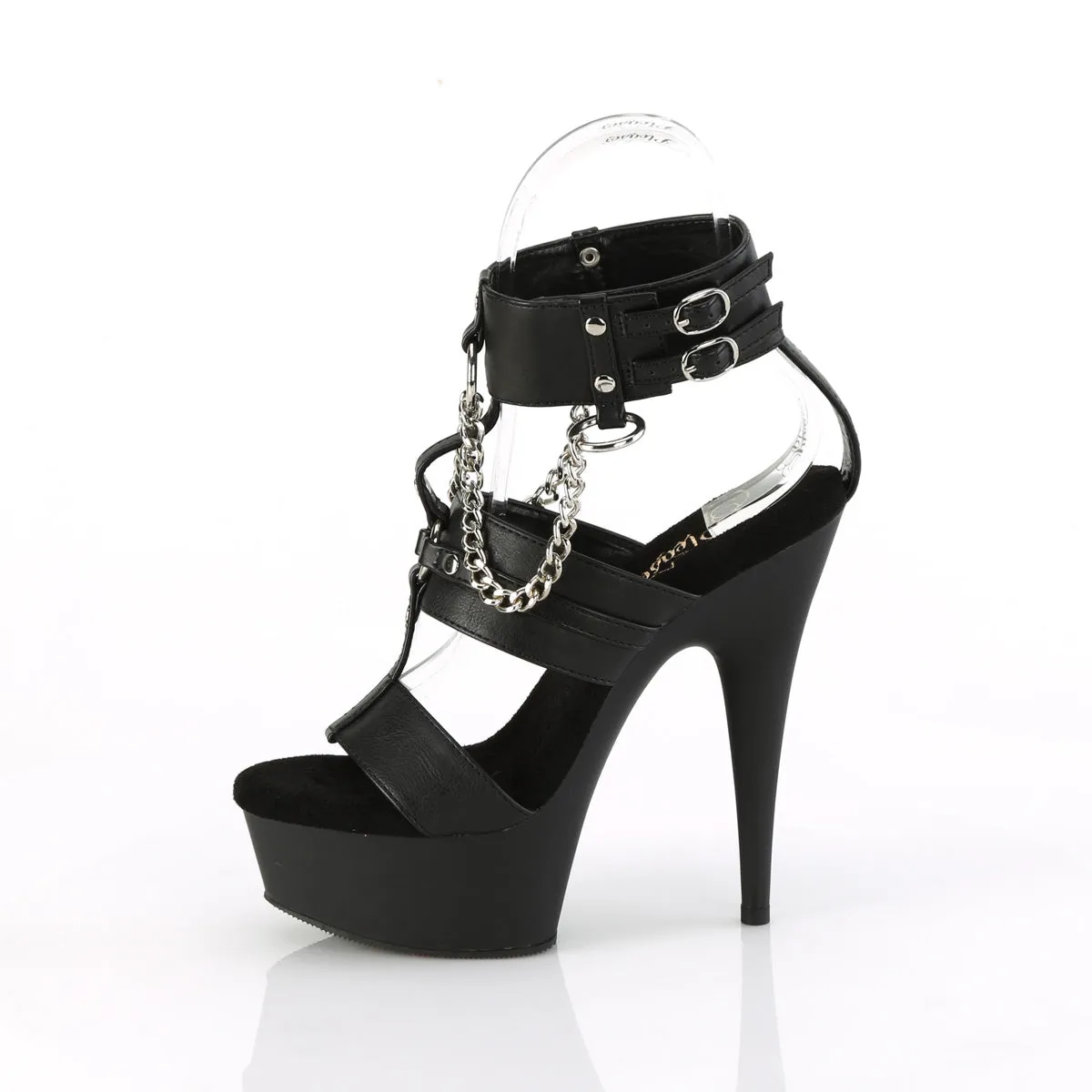 DELIGHT-661  Black Faux Leather/Black Matte