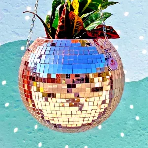 Disco Ball Hanging Plant Pot in Blush