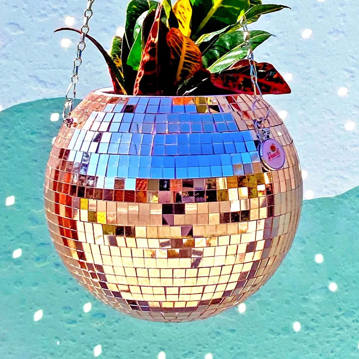 Disco Ball Hanging Plant Pot in Blush
