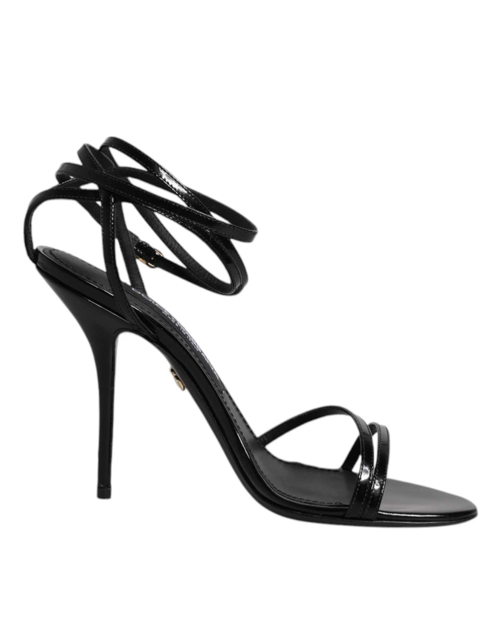 Dolce&Gabbana KEIRA Women Black Sandals 100% Leather Ankle Strap Shoes Sz EUR 37