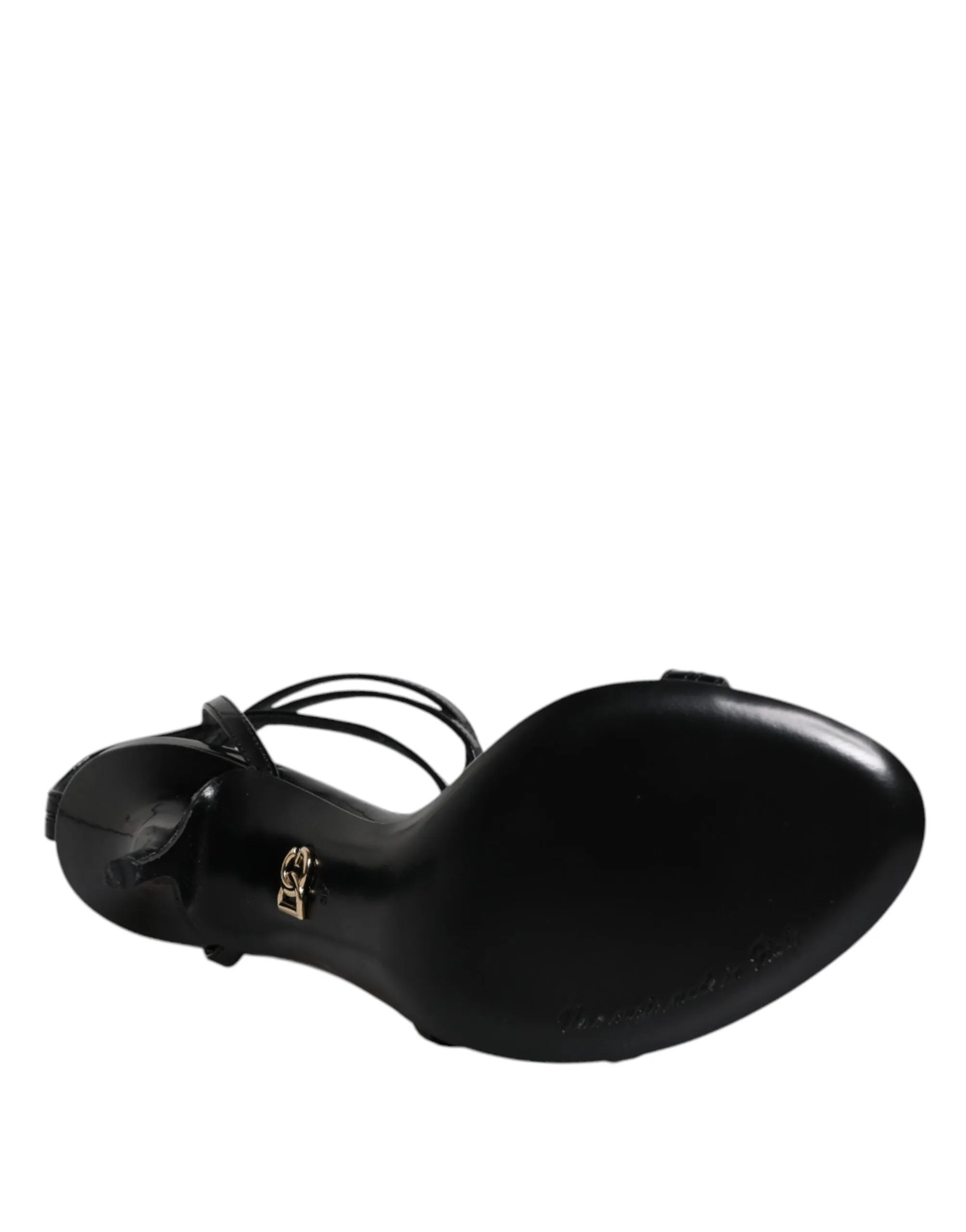 Dolce&Gabbana KEIRA Women Black Sandals 100% Leather Ankle Strap Shoes Sz EUR 37