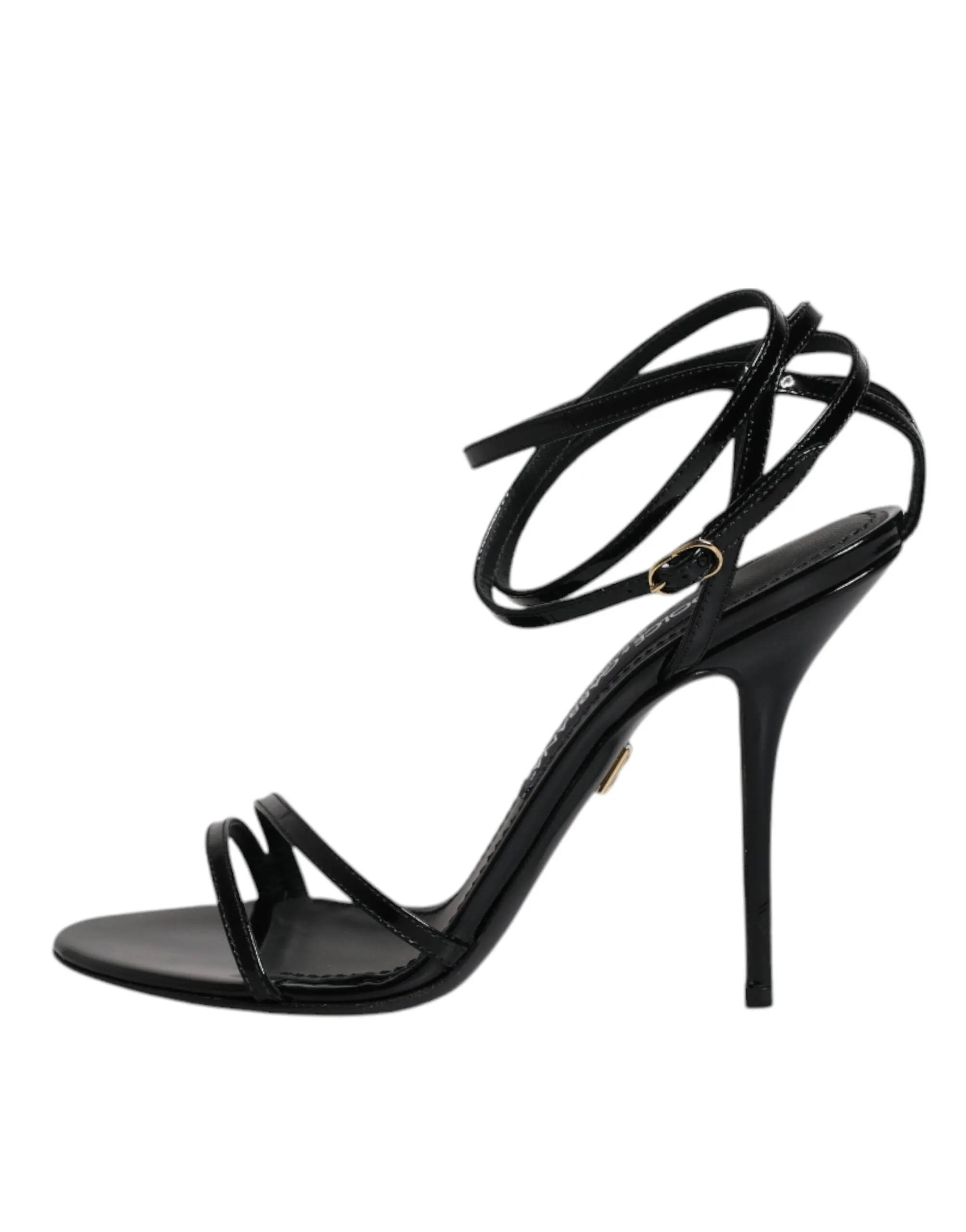 Dolce&Gabbana KEIRA Women Black Sandals 100% Leather Ankle Strap Shoes Sz EUR 37