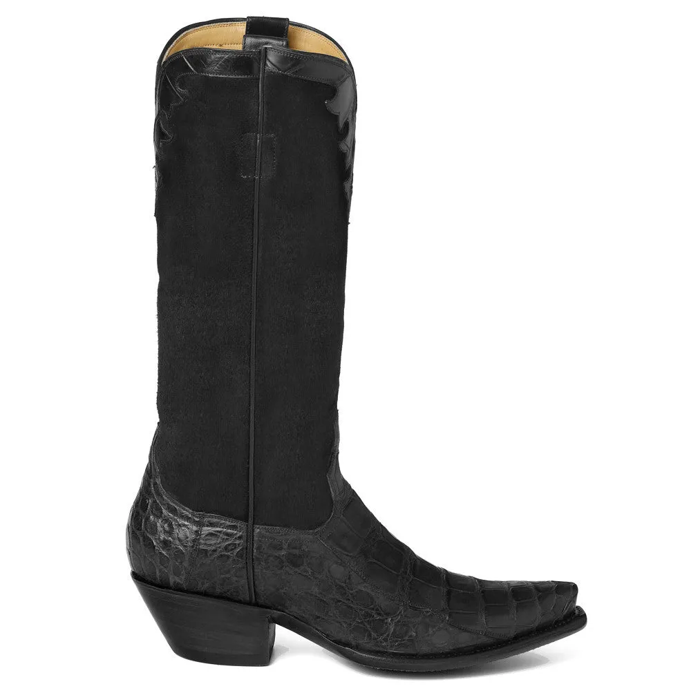 Fancy Crocodile with Nubuck 14" Black