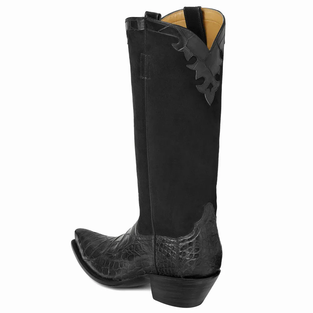 Fancy Crocodile with Nubuck 14" Black