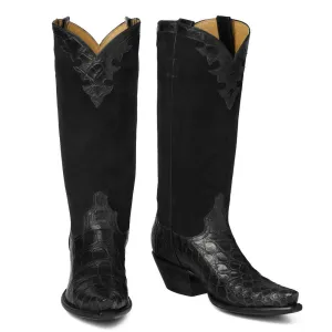 Fancy Crocodile with Nubuck 14" Black
