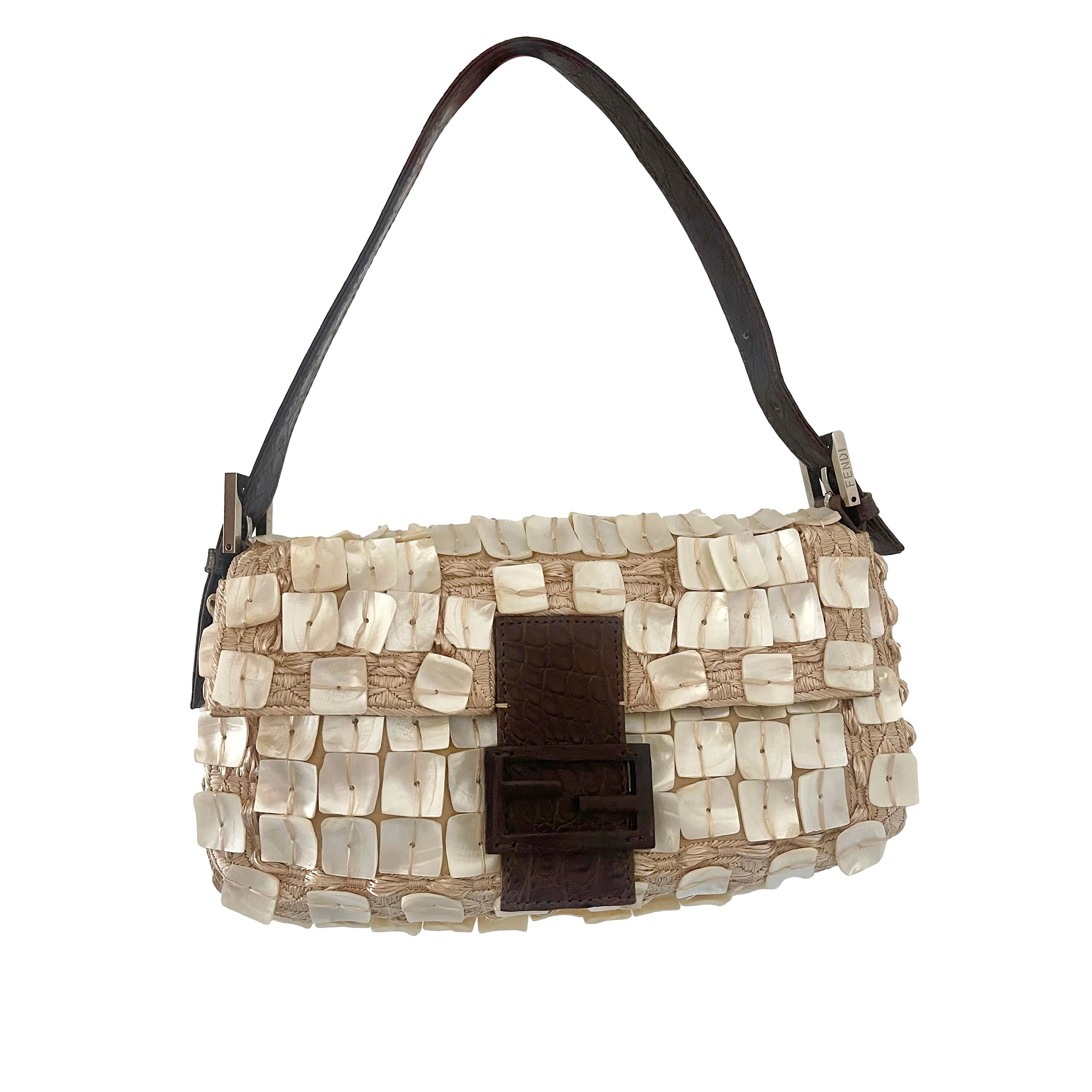 Fendi Mother Of Pearl Embellished Baguette