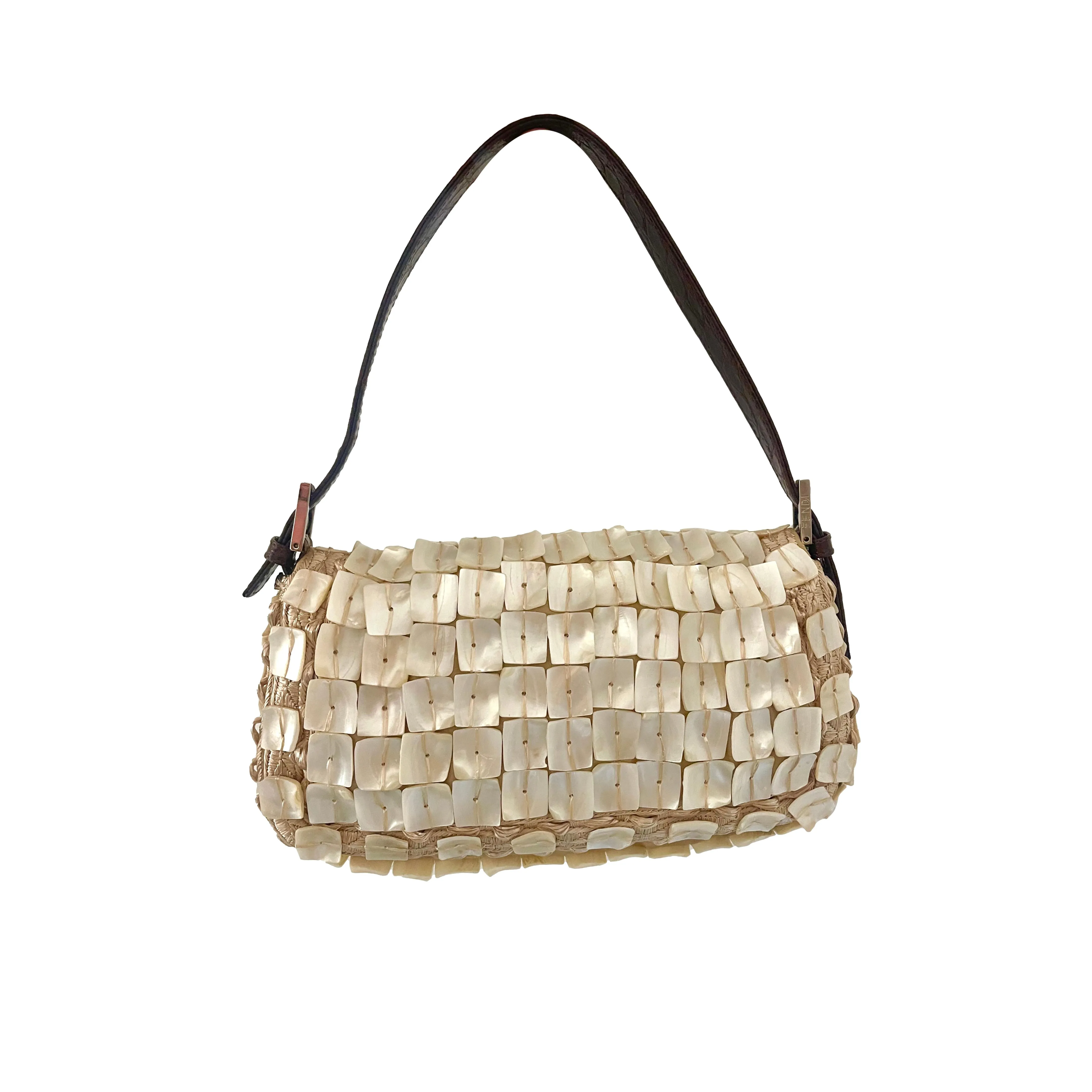 Fendi Mother Of Pearl Embellished Baguette