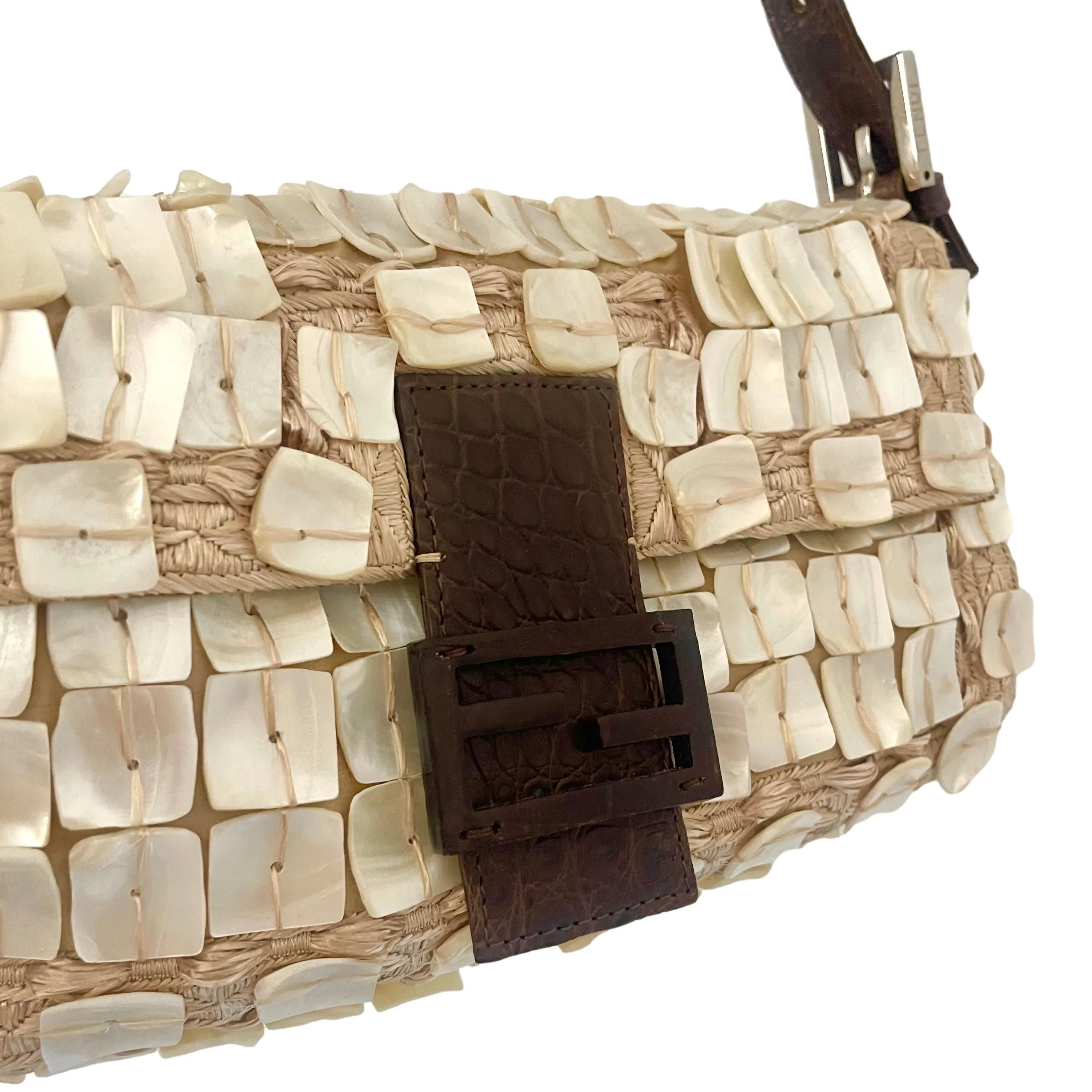 Fendi Mother Of Pearl Embellished Baguette