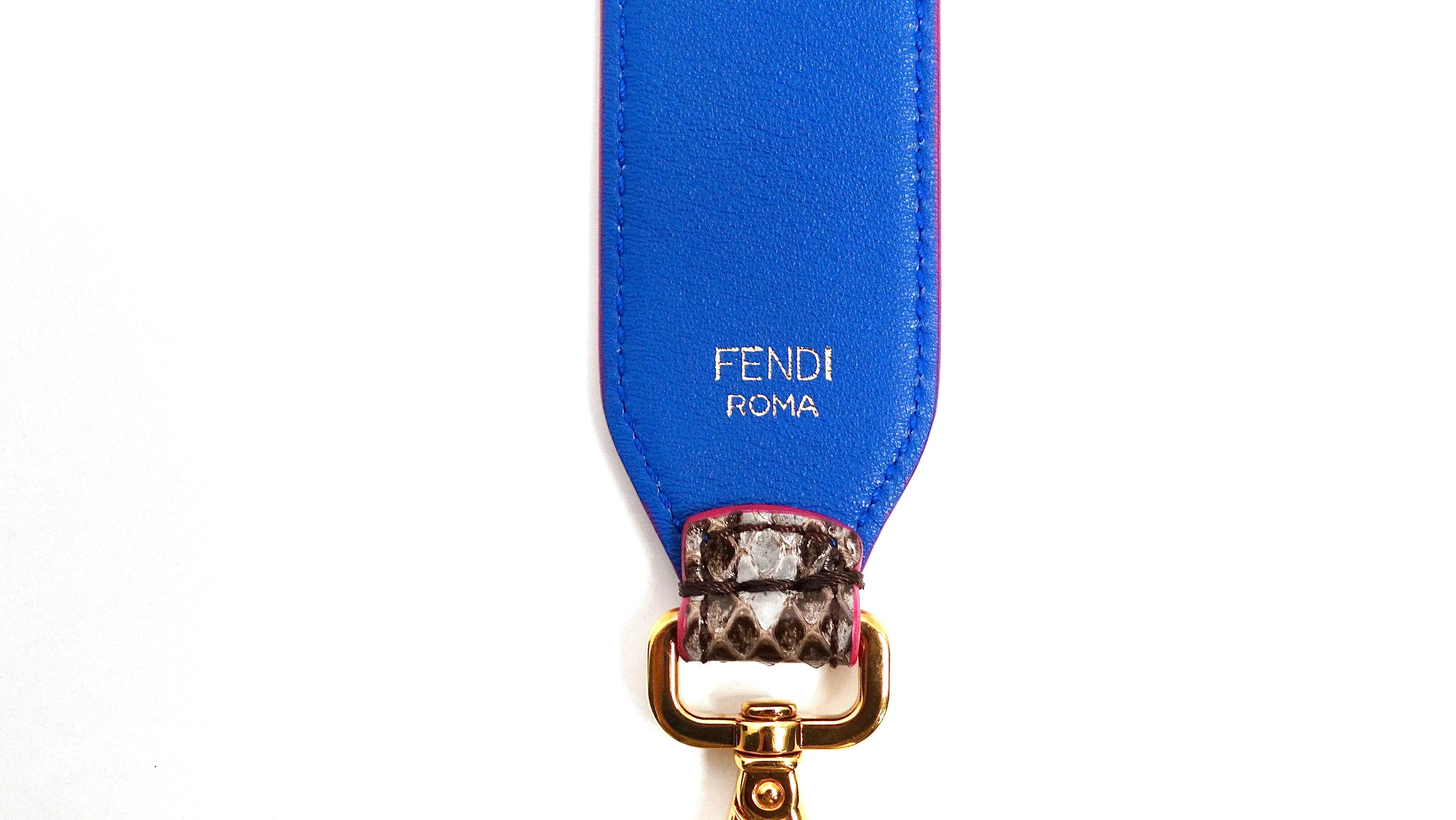 Fendi Snakeskin Two-Toned Blue & Fuschia Bag Strap