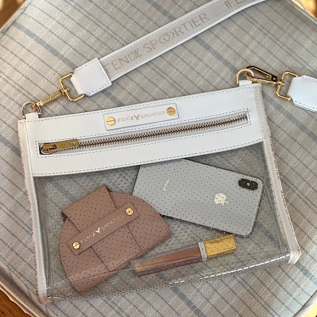 Front Row Bag - Blush Leather / Clear PVC / Gold Hardware