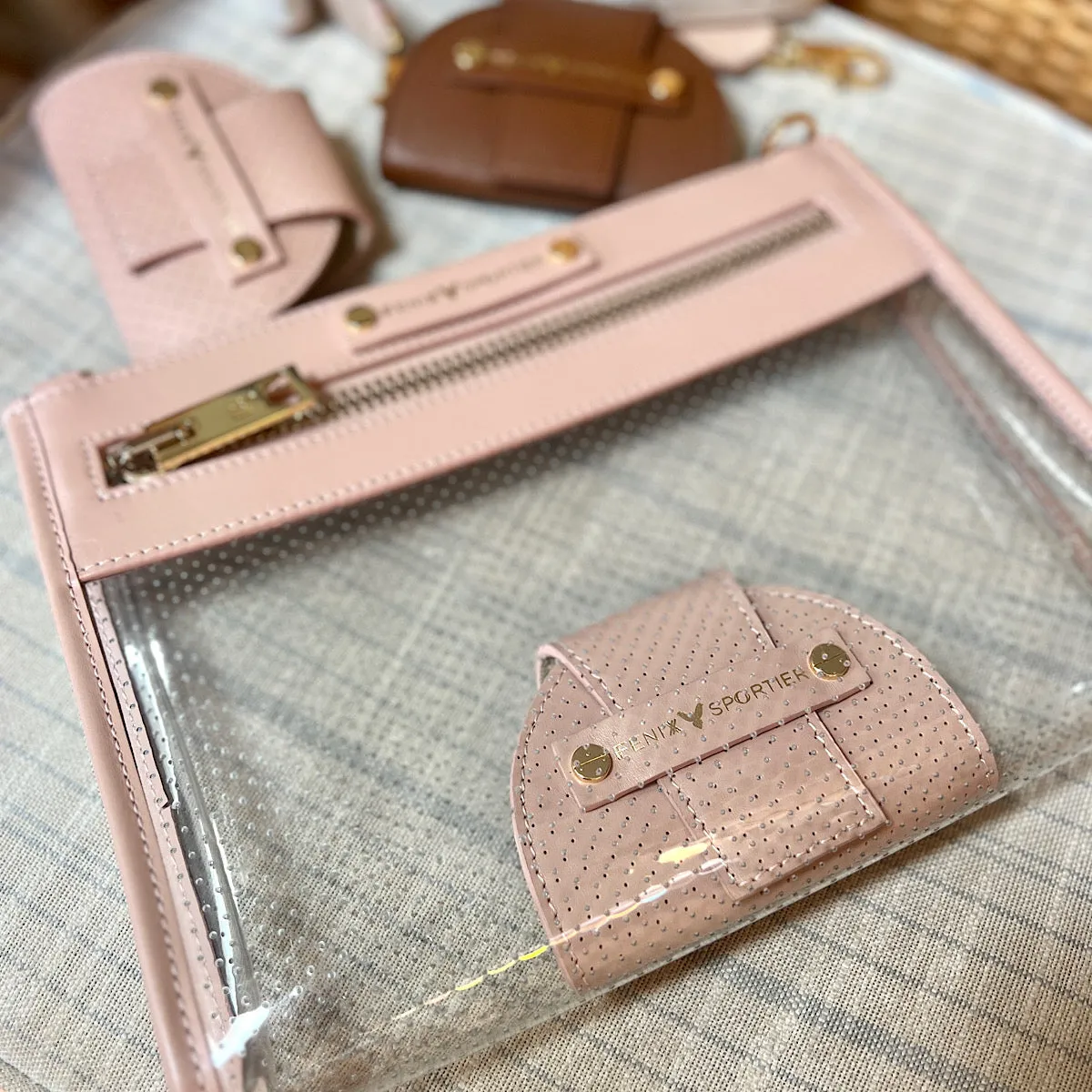 Front Row Bag - Blush Leather / Clear PVC / Gold Hardware