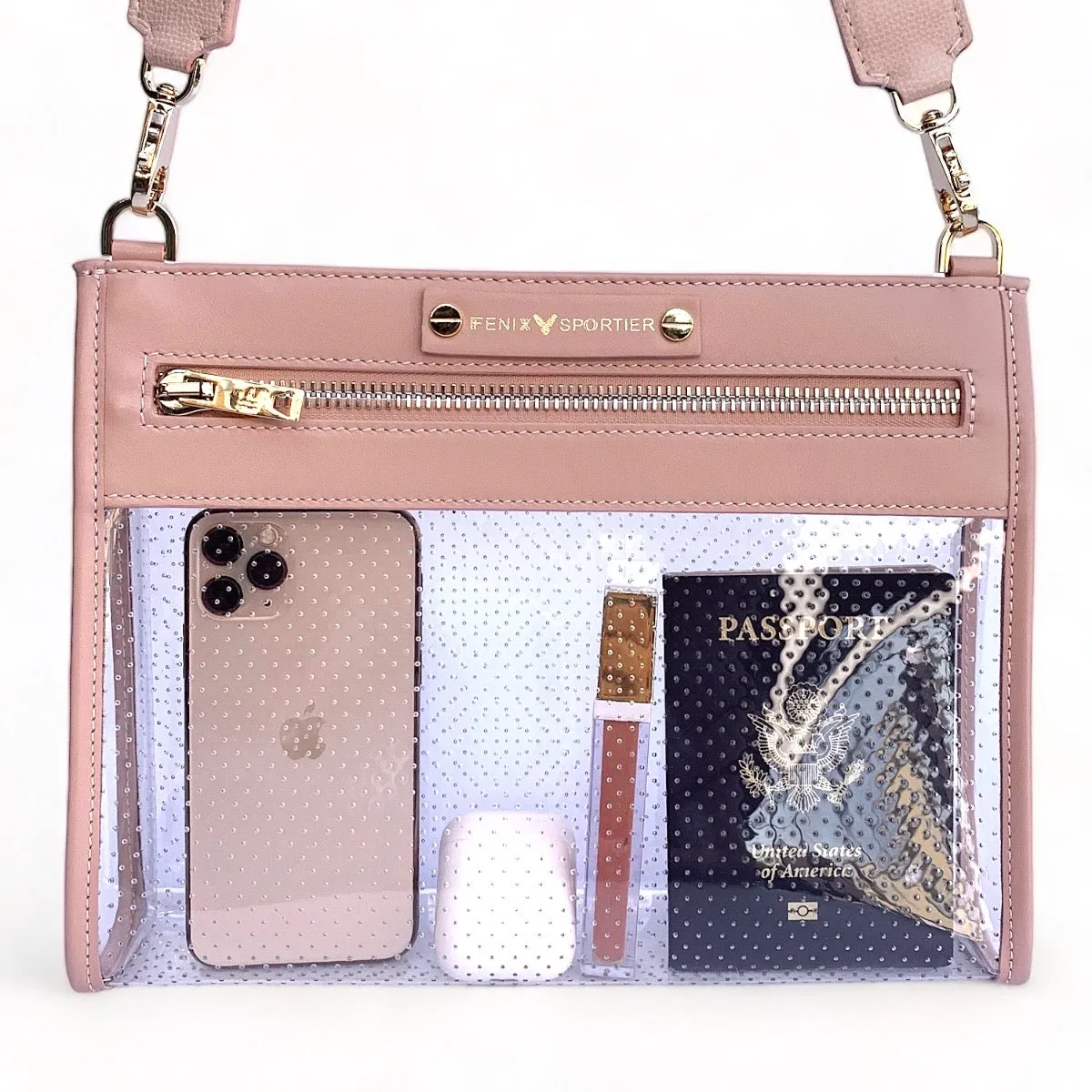 Front Row Bag - Blush Leather / Clear PVC / Gold Hardware