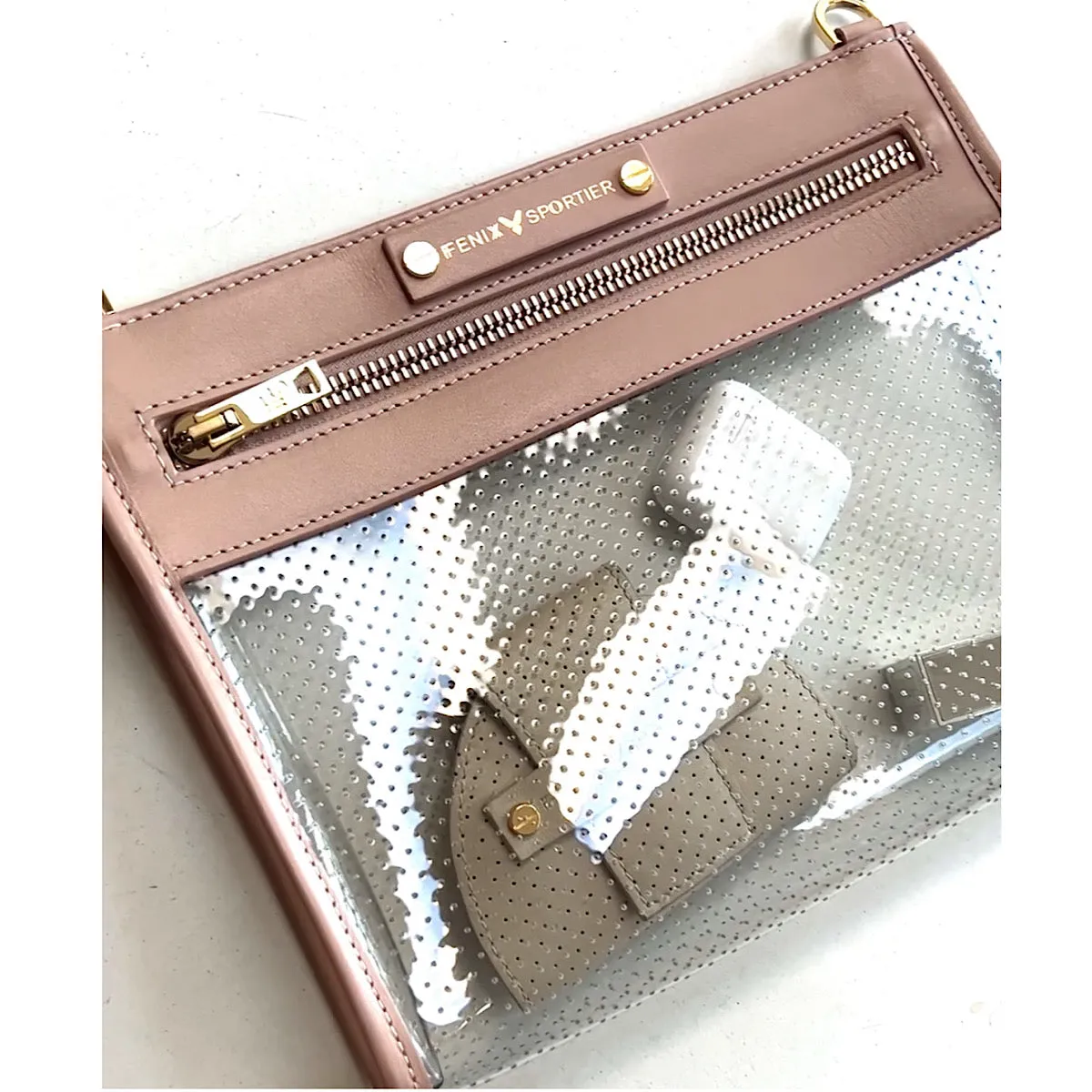 Front Row Bag - Blush Leather / Clear PVC / Gold Hardware
