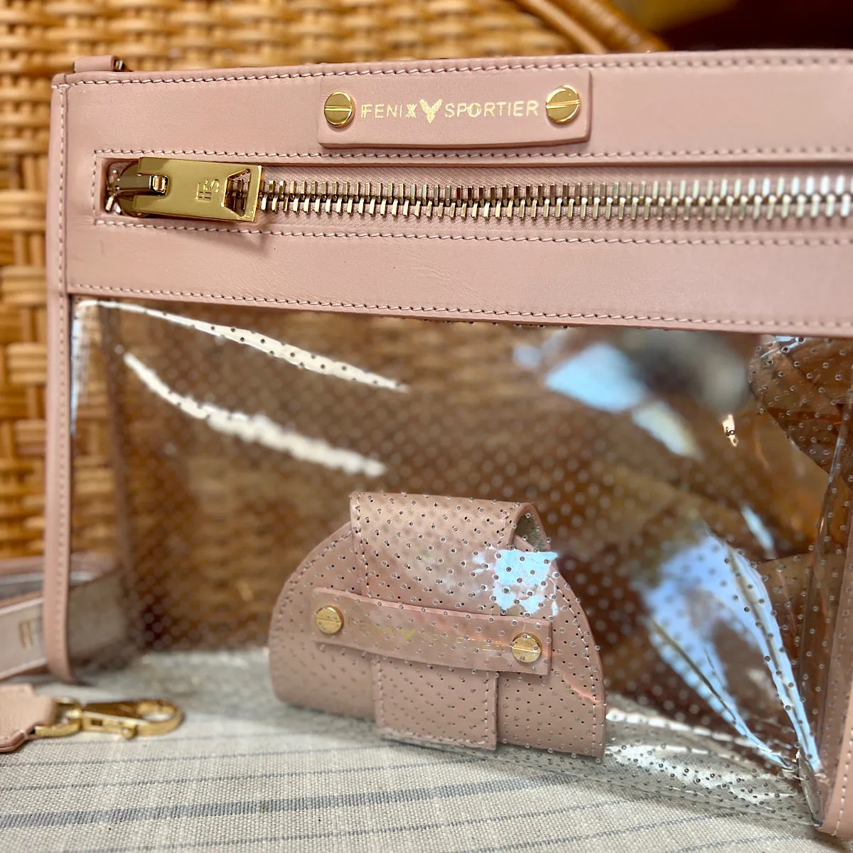 Front Row Bag - Blush Leather / Clear PVC / Gold Hardware