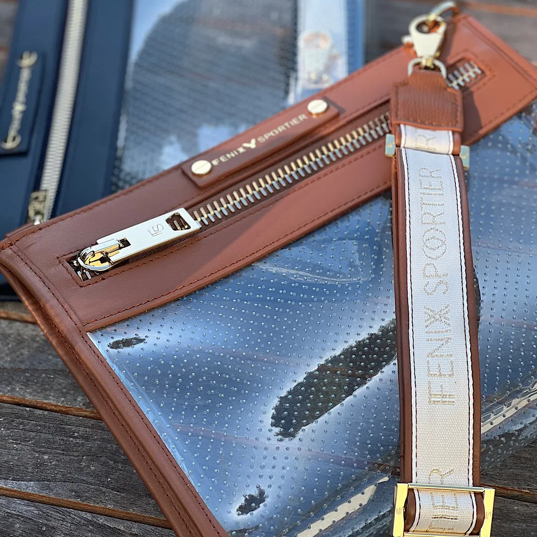 Front Row Bag - Tan Leather / Clear PVC/ Gold Hardware