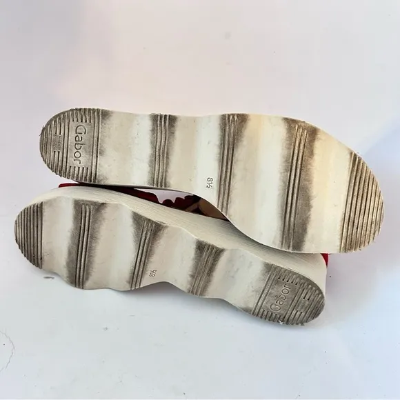 GABOR Olin Ruffled Suede Leather T-Strap Comfort Wedge Sandal Size us 10.5 / 11