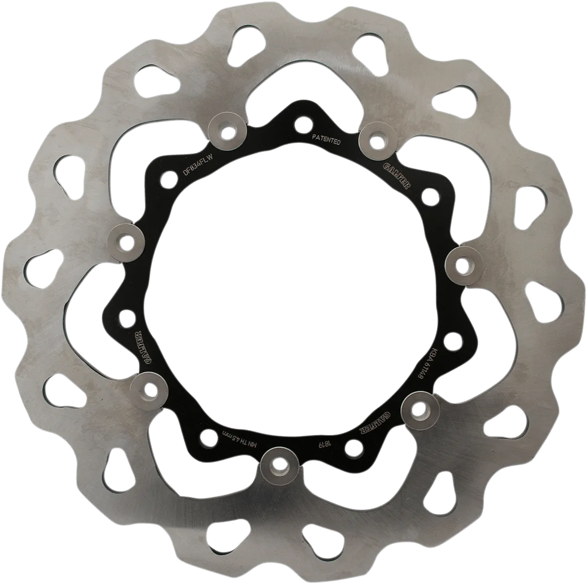 Galfer Brakes DF834FLW Floating Wave Rotor - Full Floating with Black Carrier