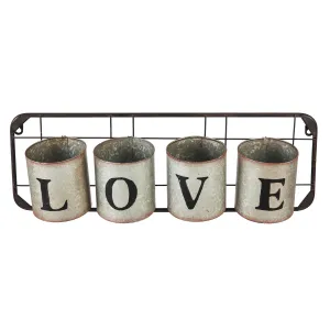 Galvanized Metal Wall Pockets "LOVE",6m638