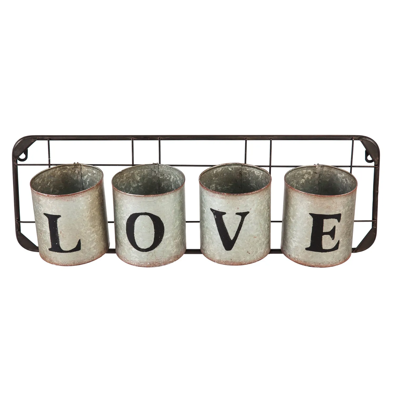 Galvanized Metal Wall Pockets "LOVE",6m638