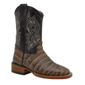 Gavel Kid's Caiman Belly Print Brown Boot