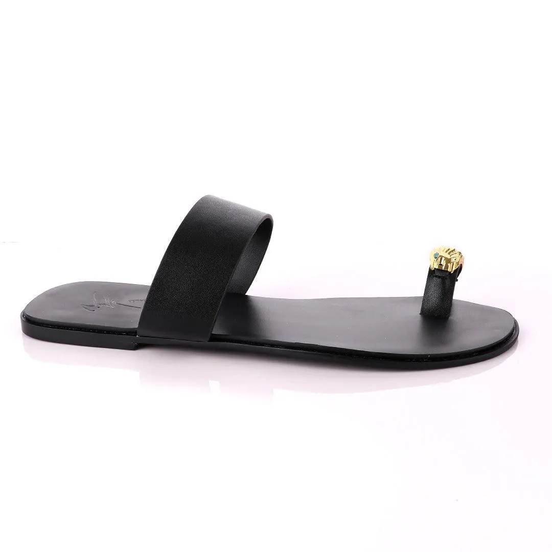 Giuseppe Zanotti Leo Black Leather Slippers