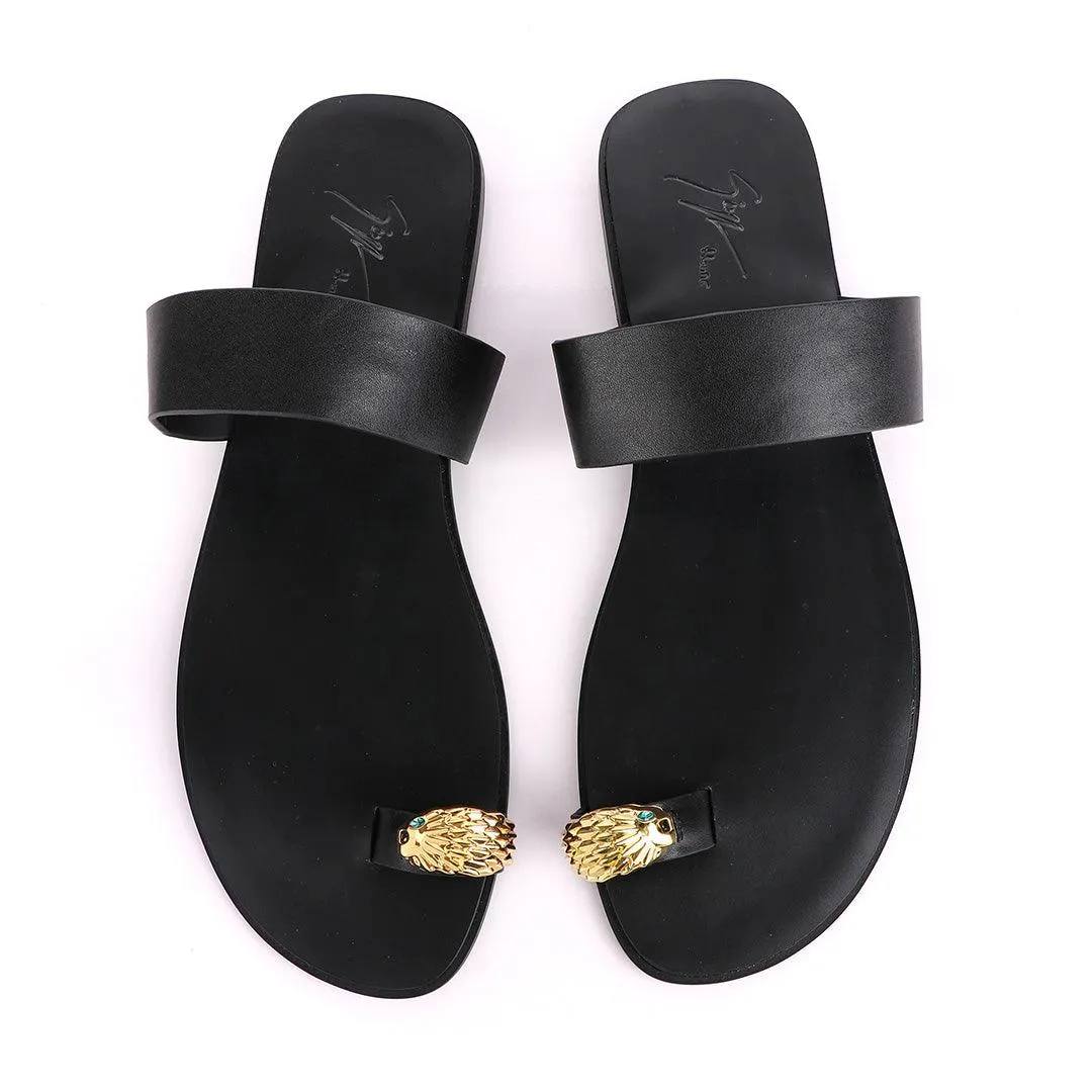 Giuseppe Zanotti Leo Black Leather Slippers