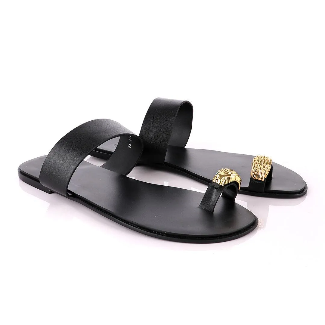 Giuseppe Zanotti Leo Black Leather Slippers
