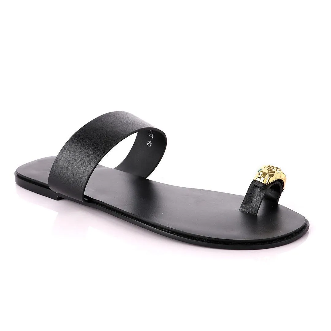 Giuseppe Zanotti Leo Black Leather Slippers