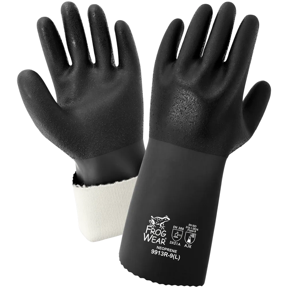 Global Glove & Safety 9913R FrogWear® Premium Rough Finish 13 Inch Neoprene Chemical Handling Gloves