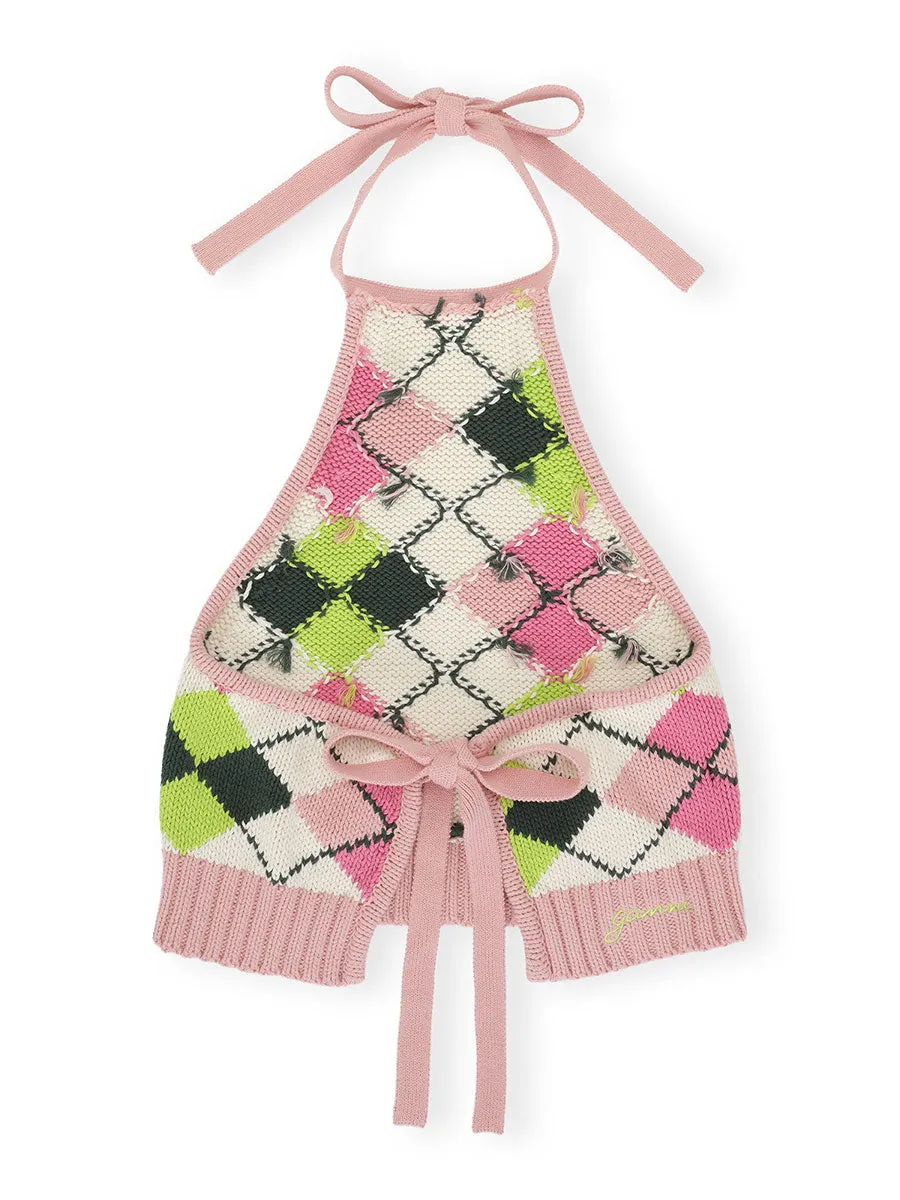Graphic Cotton Halterneck Top