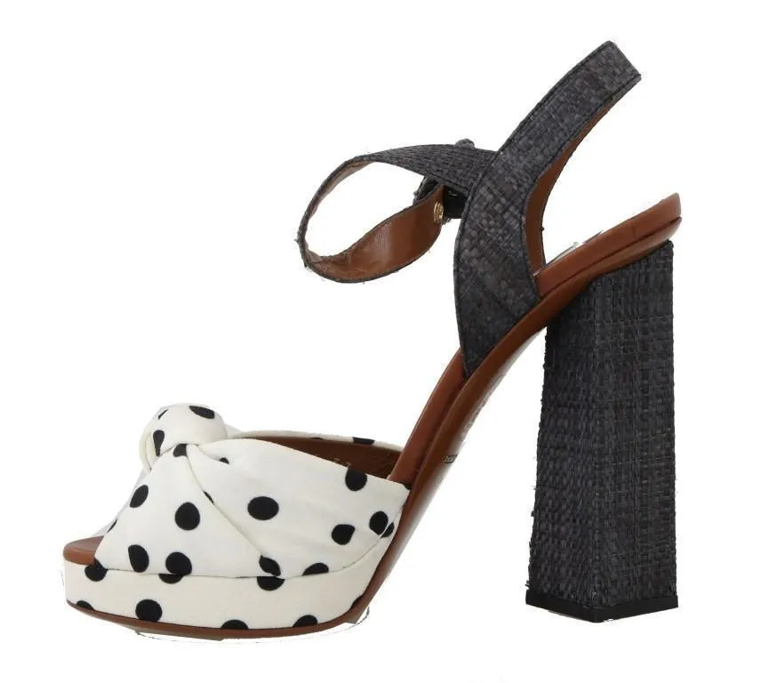 Gray Straw Ankle Strap Sandals