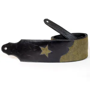 Handmade Leather Guitar Strap Olive Green Shimmer