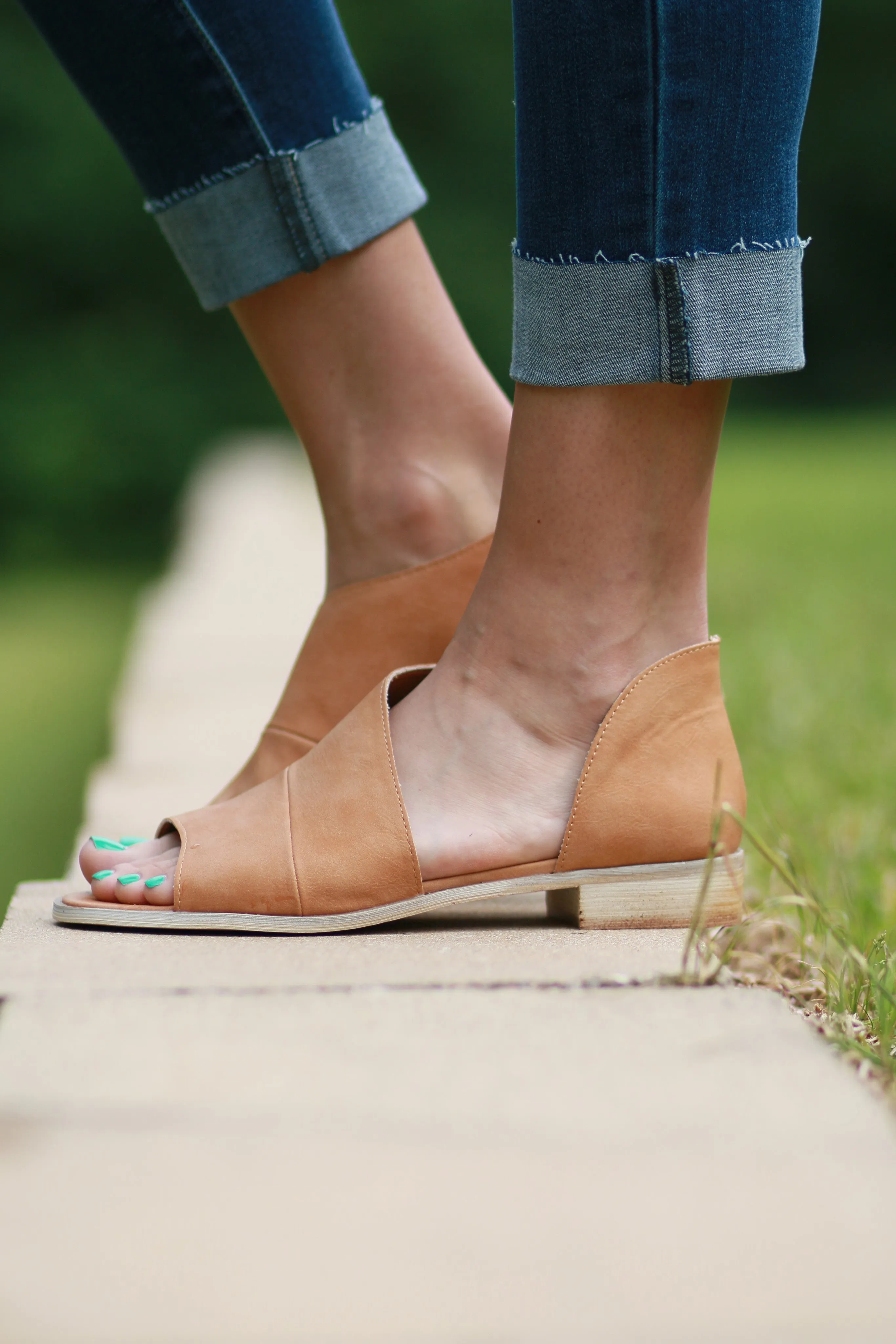 Harley Open Toe Flat